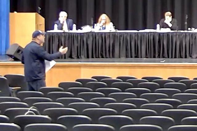 JerichoSchoolDistrict/YouTube Kelin at the school boarding meeting in April 2024
